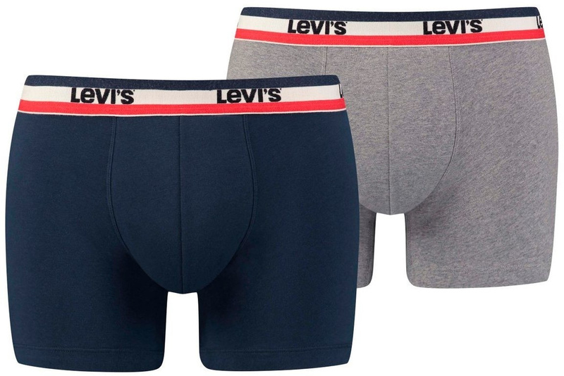 Bokserki Levi's 2-Pack Men Sportswear Logo Box Boxer Brief granatowe