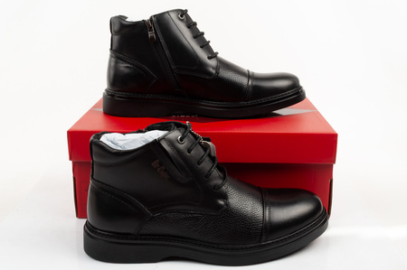 Elegante, gefütterte Herren-Ankle-Boots aus schwarzem Leder von Lee Cooper