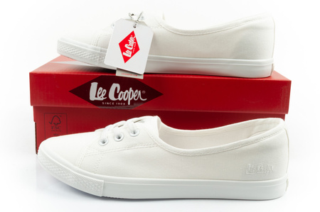 Lee Cooper Damen-Sneaker, weiße Slip-On-Ballerinas