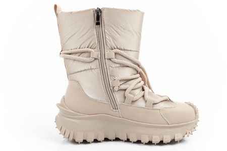 Lee Cooper Damen Winter-Wanderschuhe, Beige, Echtleder