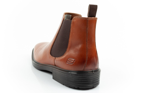 Skechers Herren Chelsea Boots Miller-Boris Elegantes Leder Braun