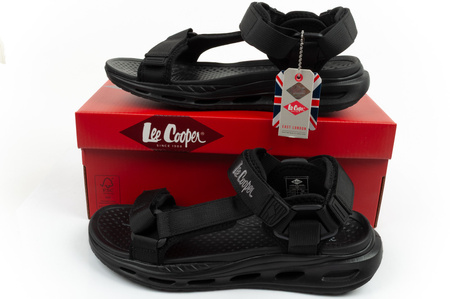 Lee Cooper Herren-Sandalen mit Klettverschluss für den Sommer, leicht, schwarz