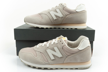 New Balance 373 Damen-Sneaker, Modisches Leder, Beige, Weiß