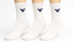 Emporio Armani Herren-Socken, weiße Baumwolle, 3er-Pack