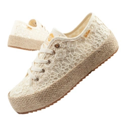 Lee Cooper Damen-Sneaker mit Schnürung, beige Plateau