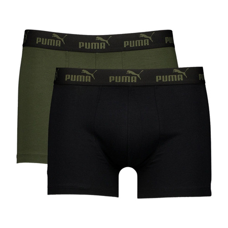 Puma Herren-Boxershorts, 2er-Pack, Khaki/Schwarz, bequeme Baumwolle