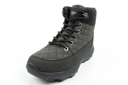 Lee Cooper Damen Winter-Wanderschuhe, Schwarzes Kunstleder