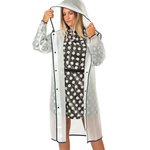 Perletti Damen-Regenmantel (Trenchcoat-Stil) in Weiß mit Kapuze