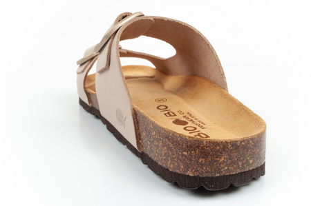 Bio Bio Damen-Flip-Flops, vorgeformte Zehentrenner, Naturleder, Beige