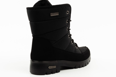 Progress Damen-Winterstiefel, Schwarz, Gefüttert, Lammfellfutter