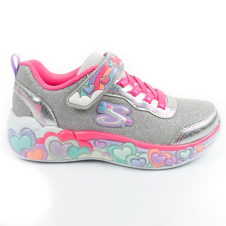Skechers S Lights LED-Sneaker für Mädchen mit Klettverschluss, Grau