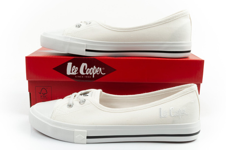 Lee Cooper Damen-Sneaker, weiße Slip-On-Ballerinas