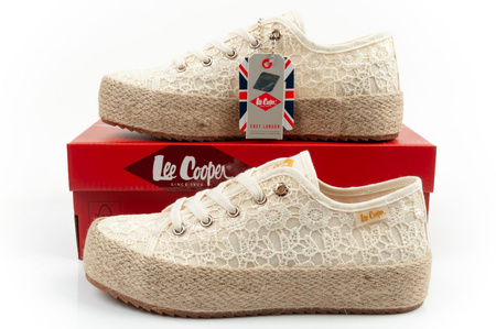Lee Cooper Damen-Sneaker mit Schnürung, beige Plateau