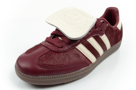 Adidas Samba Damen-Sportschuhe, Modische Leder-Sneaker, Burgunderrot