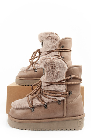 D. Franklin Damen Winterstiefel, modisches Fellfutter, brauner High-Top