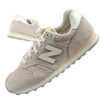 New Balance 373 Damen-Sneaker, Modisches Leder, Beige, Weiß