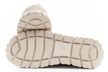 Lee Cooper Damen Stiefel Winterstiefel modisches Schaffell isoliertes Leder Beige