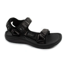 Lee Cooper Herren-Sandalen mit Klettverschluss für den Sommer und den Strand, leicht, schwarz