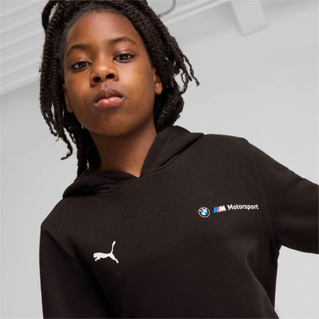 Puma BMW MMS Kinder-Kapuzenpullover mit Kängurutasche, Schwarz