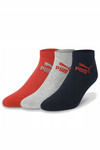 Puma Herren-Baumwollsocken, 3er-Pack, Grau/Rot/Marineblau