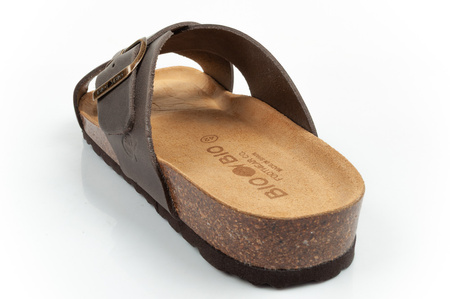 Bio Bio Herren-Flip-Flops, vorgeformte Zehentrenner, Naturleder, Braun