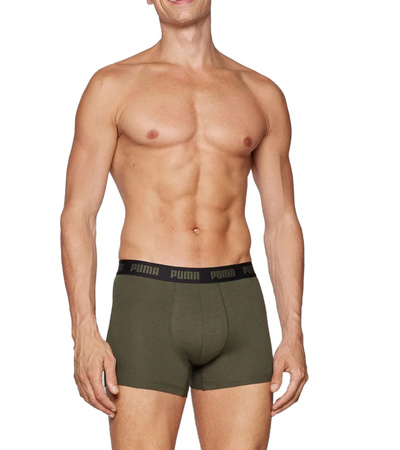 Puma Herren-Boxershorts, 2er-Pack, Khaki/Schwarz, bequeme Baumwolle