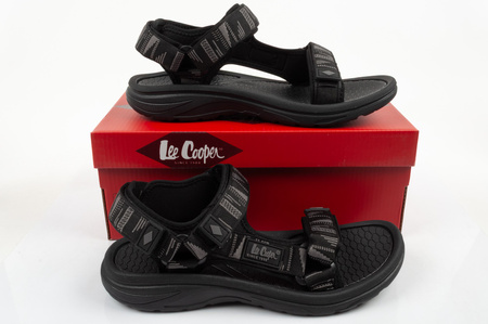 Lee Cooper Herren-Sandalen mit Klettverschluss für den Sommer und den Strand, leicht, schwarz