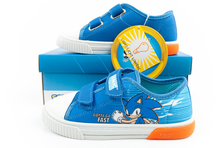 Leomil Sonic Kinder-Sportschuhe, leichte Sneaker mit Klettverschluss, Blau und Rot