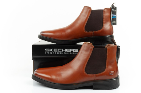 Skechers Herren Chelsea Boots Miller-Boris Elegantes Leder Braun