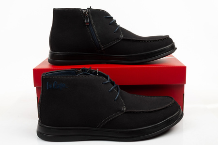 Elegante Herren-Ankle-Boots aus Leder mit Reißverschluss in Marineblau von Lee Cooper