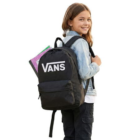 Vans Old Skool Print 22L Urbaner Schulrucksack, Schwarz, Großes VANS-Logo