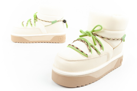 Damen-Winterstiefel von D. Franklin, modische Stiefeletten mit Fellfutter in Beige und Grün