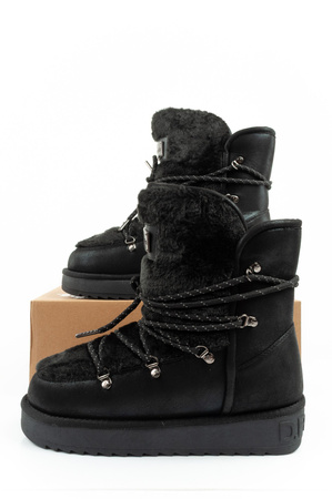 D. Franklin Damen Winterstiefel, modisches Fellfutter, Schwarz
