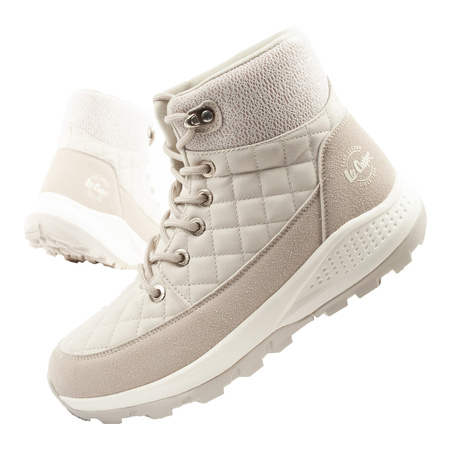 Lee Cooper Damen Winter-Wanderschuhe, Creme, Kunstleder