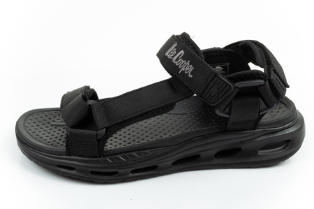 Lee Cooper Herren-Sandalen mit Klettverschluss für den Sommer, leicht, schwarz