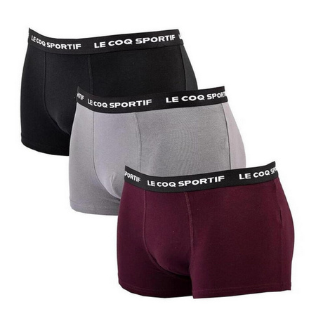 Le Coq Sportif Boxershorts Unterhosen Herren 3er-Pack schwarz grau weinrot