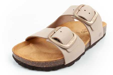 Bio Bio Damen-Flip-Flops, vorgeformte Zehentrenner, Naturleder, Beige