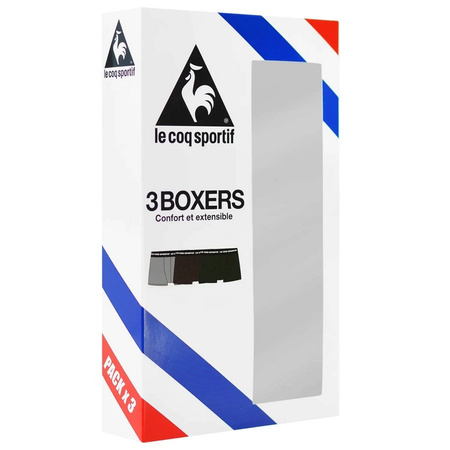 Le Coq Sportif Boxershorts Unterhosen Herren 3er-Pack schwarz grau weinrot