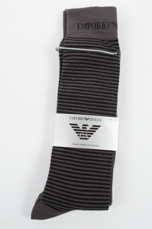 Emporio Armani Graue Baumwoll-Kniestrümpfe, 2er-Pack