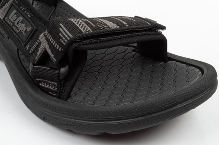 Lee Cooper Herren-Sandalen mit Klettverschluss für den Sommer und den Strand, leicht, schwarz