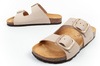 Bio Bio Damen-Flip-Flops, vorgeformte Zehentrenner, Naturleder, Beige