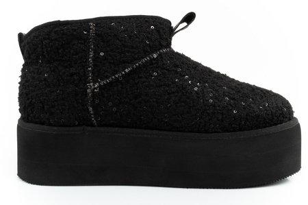 Karl Lagerfeld Thermo Damen Schneestiefel Stiefeletten mit Fell schwarz [KL48522W W0S]