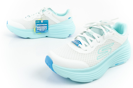 Skechers Max Cushioning [129470/WLB] Damen Sportschuhe zum Laufen, weiß und blau.