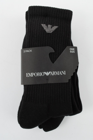 Emporio Armani Herren-Baumwollsocken, Schwarz, 3er-Pack