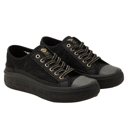 Lee Cooper Damen-Plateau-Sneaker mit Schnürung, schwarz