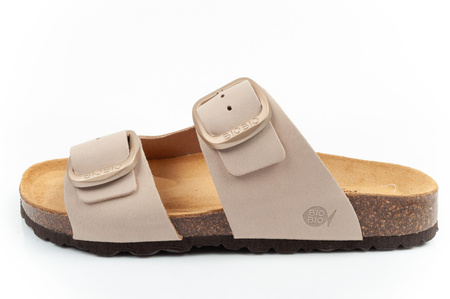 Bio Bio Damen-Flip-Flops, vorgeformte Zehentrenner, Naturleder, Beige