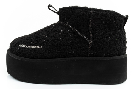 Karl Lagerfeld Thermo Damen Schneestiefel Stiefeletten mit Fell schwarz [KL48522W W0S]