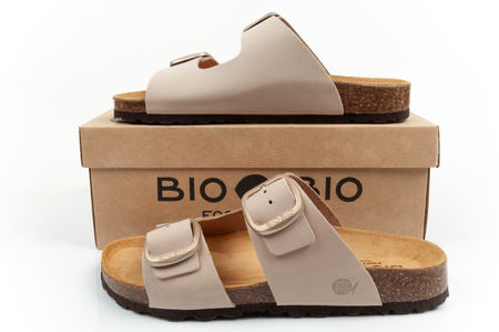Bio Bio Damen-Flip-Flops, vorgeformte Zehentrenner, Naturleder, Beige