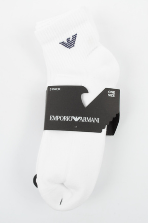 Emporio Armani Herren-Socken, weiße Baumwolle, 3er-Pack