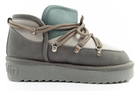 D.Franklin Damen Winterstiefel, modische, isolierte Stiefeletten in Grau